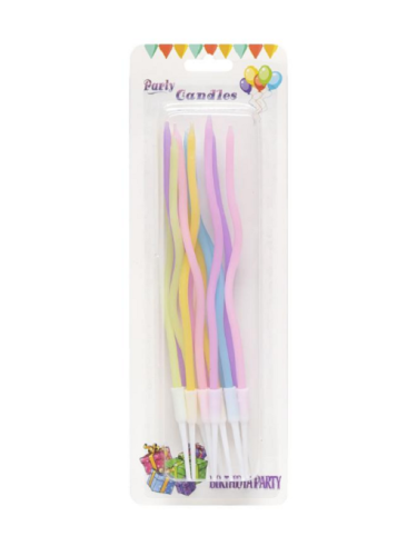 Свечи неоновые набор, 12 шт свечек, 12 шт держателей, 15см в блистере  1050