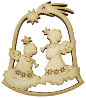 Фигурка фанерная - Колокольчик с двумя ангелами 8,8 x 10 см AS-4659, В-0194