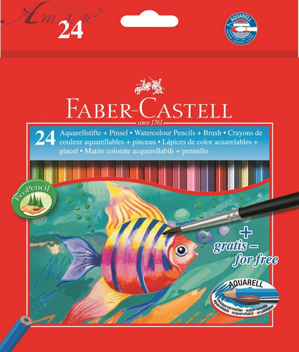 Олівці акварельні кольорові Faber Castell 24 кольори шестигранні  114425