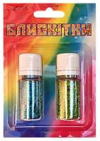 Блестки (Глиттер) Набор № 28 - 7 гр ( 2 шт ) - Бирюза Гол + Зеленый светлый Гол AS-2228, А-998