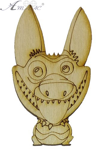 Фігурка фанерна - Песик № 12 вухатий зубастик 70 х 40 мм з магнітом AS-4788, В-0315