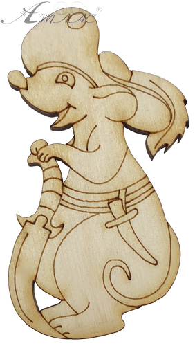 Фигурка фанерная - Мышонок № 27 пират с ножом 50 х 80 мм с магнитом AS-4851, В-0409