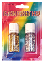 Блестки (Глиттер) Набор № 20 - 7 гр ( 2 шт ) - Золото + Серебро AS-2220, А-990