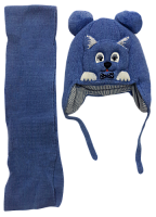 Шапочка вязаная для мальчика, Amal с шарфом, р.5 синяя 13135
