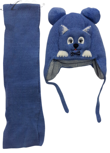 Шапочка вязаная для мальчика, Amal с шарфом, р.5 синяя 13135