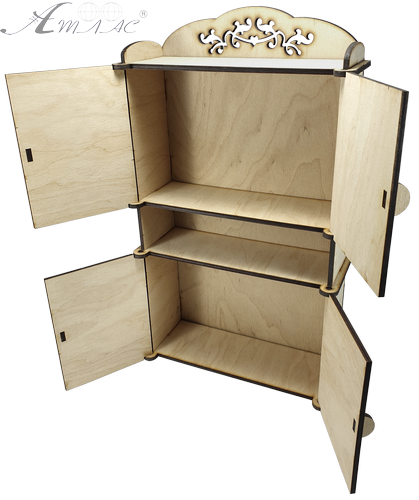 Мебель для кукол типа Барби - Шкаф № 4 с четырьмя одинаковыми отсеками 19 х 7.5 х 33.3 см AS-4009, F-0197 фото 2