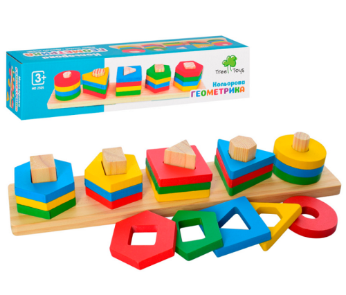 Игрушка Деревянная Геометрика цветная  MD2305