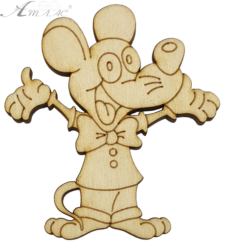 Фигурка фанерная - Мышонок № 9 с галстуком-бабочкой 72 х 80 мм с магнитом AS-4833, В-0391 Фигурка фанерная - Мышонок № 9 с галстуком-бабочкой 72 х 80 мм с магнитом AS-4833, В-0391