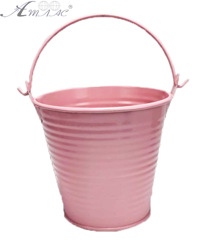 Відерко Декоративний метал 9,5 х 9,5см Диз № 2 багато смуг Рожеве  16539