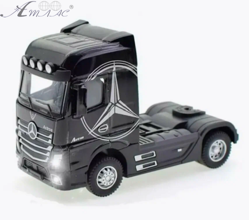 Машинка Автопром Mercedes Actros фура чорна інерційна метал 31 см  7540 фото 2