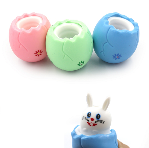 Игрушка прикол Зайка в яйце 6 х 6 см силикон  9535