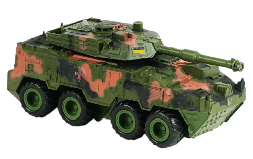 Игрушка Танк колесный инерционный свет звук 25см в коробке  24186
