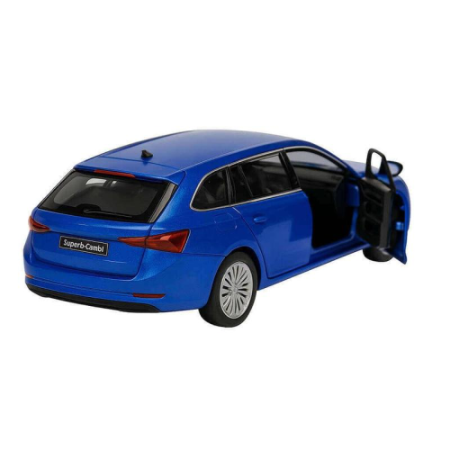 Машинка Автопром Skoda SuperB iV Синяя электро свет звук 14см  68744 фото 2