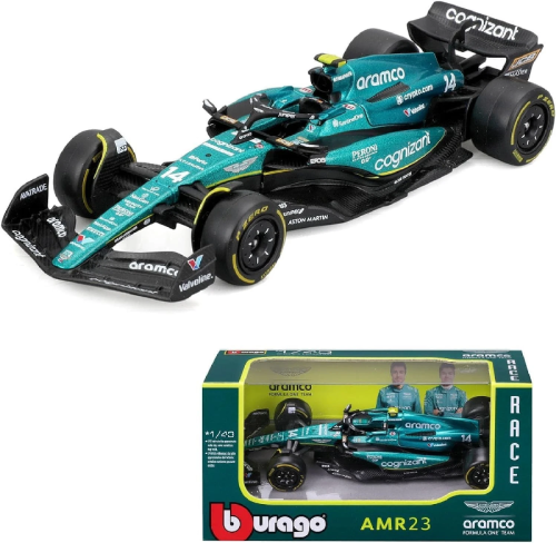 Машинка Bburago F1 Aston Martin AMR23 гоночный болид 13см  18-38090