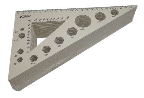 Треугольник 22 см большой с транспортиром серый  AS-0619 фото 2