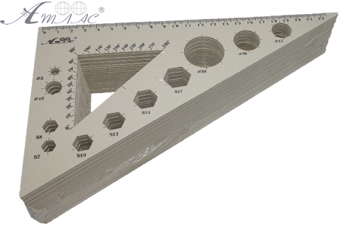 Трикутник 22 см великий із транспортиром сірий  AS-0619 фото 2