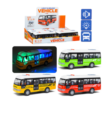 Игрушка Автобус со светом и звуком инерционный 19 см  YM9907F