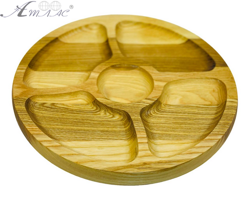 Деревянная доска менажница 4 отделения 24 см 09061