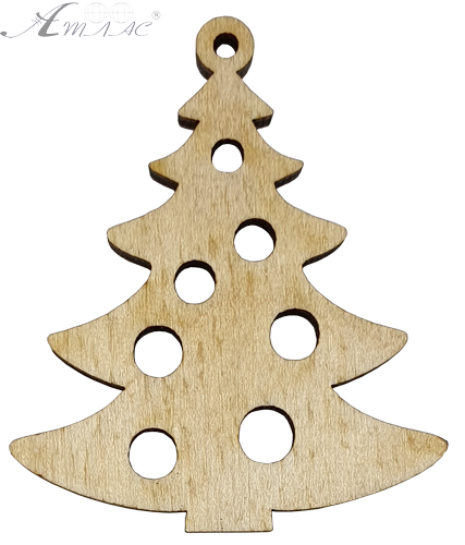 Фігурка фанерна - Ялинка маленька з отворами 5 см AS-4646, В-0107