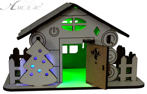 Домик с подсветкой № 15/1 свет - Быстрое трехцветное переключение, сенсорный выключатель, МДФ AS-5523, Е-022 фото 3