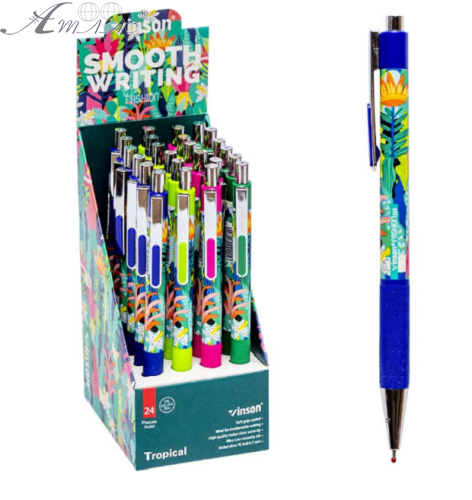 Ручка шариковая VINSON Tropical 0,7 мм цветная автомат 01432 Ручка шариковая VINSON Tropical 0,7 мм цветная автомат 01432