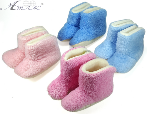 Пинетки, тапки махровые детские р. 1 год Розовые  12564