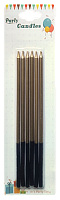 Свечи Набор 6 шт 15 см, черно-золотые, тонкие в блистере 01266