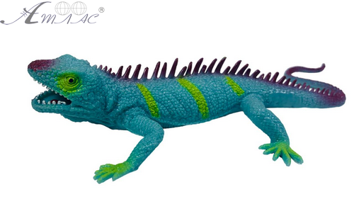 Игрушка Силиконовая тянучка Ящерица Большая бирюзовая с красным хребтом  14181 фото 2