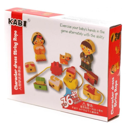Игрушка Шнуровка деревянная Одевашки 16 деталей KABI  MD1248