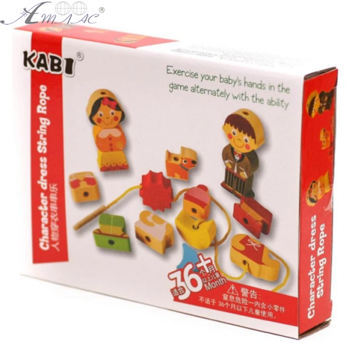 Іграшка Шнурівка дерев'яна Одевашки 16 деталей KABI  MD1248