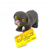 Іграшка Силіконова тягнучка собака Мопс чорний 8,5 см  05419