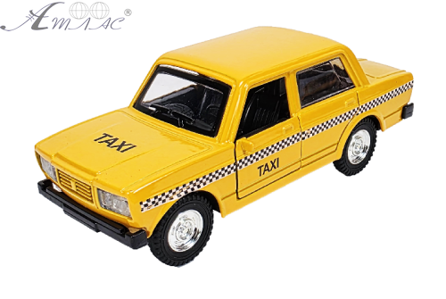 Машинка АвтоХіт Жигулі ВАЗ 2107 Таксі жовта металл 12см  М5659