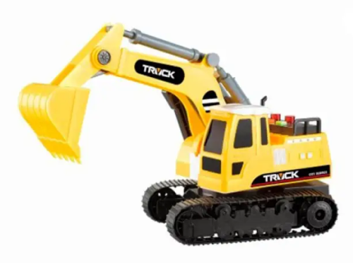 Игрушка Экскаватор Желтый свет и звук инерционный в коробке  WY450A фото 2