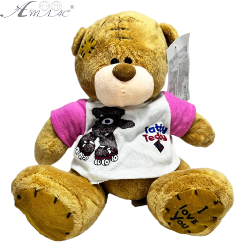 Іграшка М'яка Ведмедик коричневий у футболці 20 см  М12599