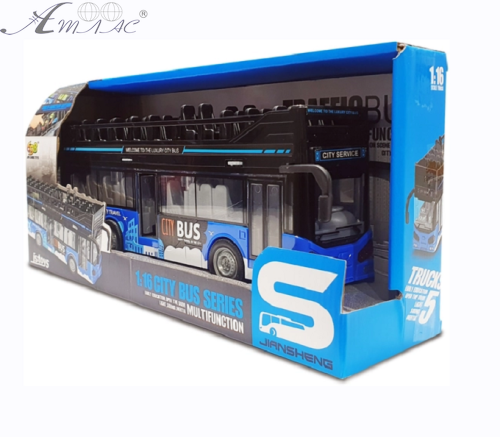 Іграшка Автобус кабріо двоповерховий синій 28 см  JS-122 фото 2