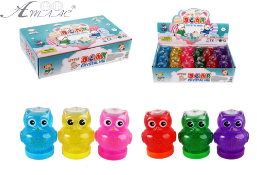 Іграшка Лізун слайм гелевий Сова кольорова в банку Н-993