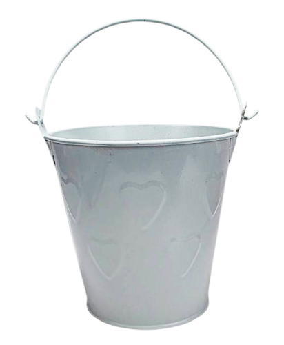 Ведерко Декоративное металл  9,5 х 9,5см Диз № 7 выдавленные серца Белое  12039
