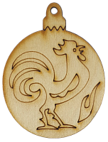 Фігурка фанерна - Ялинкова куля з півником праворуч 6 х 8 см AS-4772, В-0202