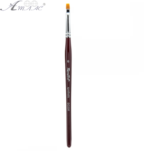 Пензлик синтетичний плоский Rosa № 6 18 см, бордовий GC23R