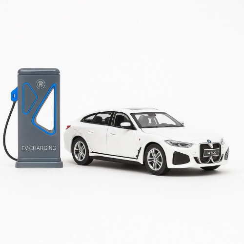 Машинка Автопром BMW i4 M50 Белая электро, свет звук 14см  68714