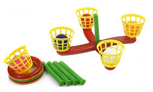 Іграшка Кільцеброс Хрест 5 штирів, 5 кілець з кошиками Бамсик 110 у сітці  11226