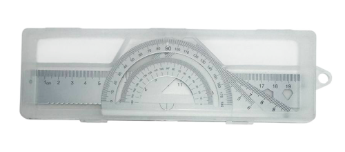 Набор Металл Линейка 20 см + 2 треугольника + транспортир, в пенале  11252 фото 2