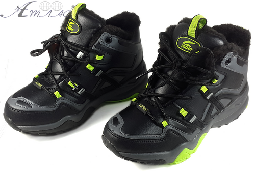 Черевики з хутром Se7en зелено-чорні р.36-40 2081-2