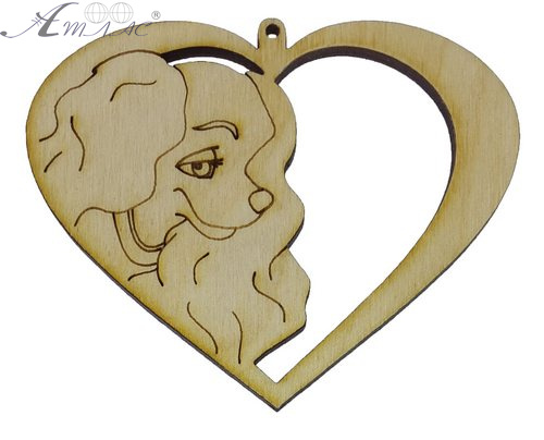 Фігурка фанерна - Песик № 21 у серці 90 х 70 мм AS-4797, В-0323