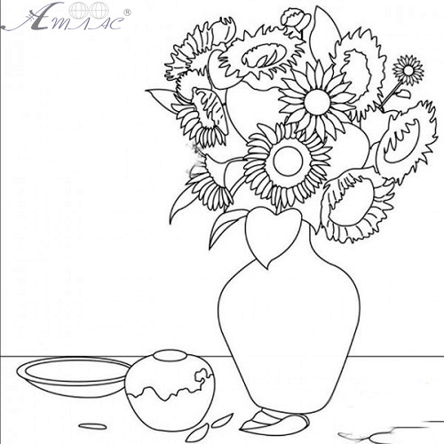 Холст с контуром Ваза с подсолнухами 30 х 30 см 950749 Холст с контуром Ваза с подсолнухами 30 х 30 см 950749