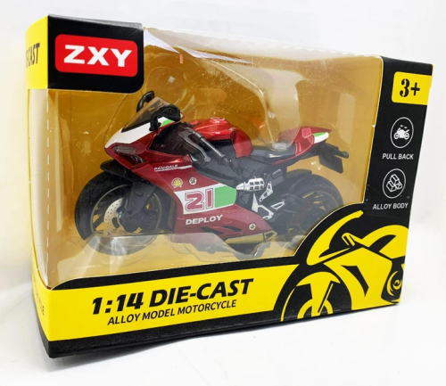 Мотоцикл Мотоексперт Die-Cast ZXY микс металл инерция 11см  Н7788-1 фото 2