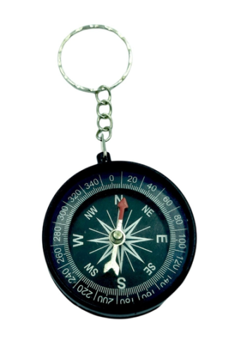 Брелок Компас пластик 4см черный корпус  10326