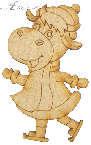 Фигурка фанерная - Корова или Бык № 5 на коньках 5 х 7,5 см + магнит AS-4518 Фигурка фанерная - Корова или Бык № 5 на коньках 5 х 7,5 см + магнит AS-4518