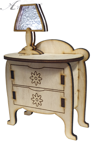 Комод с настольной лампой, сенсорный выключатель, фанера 10 х 6 х 16 см AS-5532, Е-053