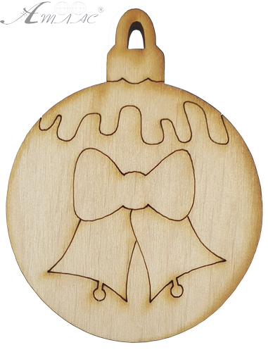 Фігурка фанерна - Ялинкова куля з дзвіночками 6 см AS-4768, В-0197